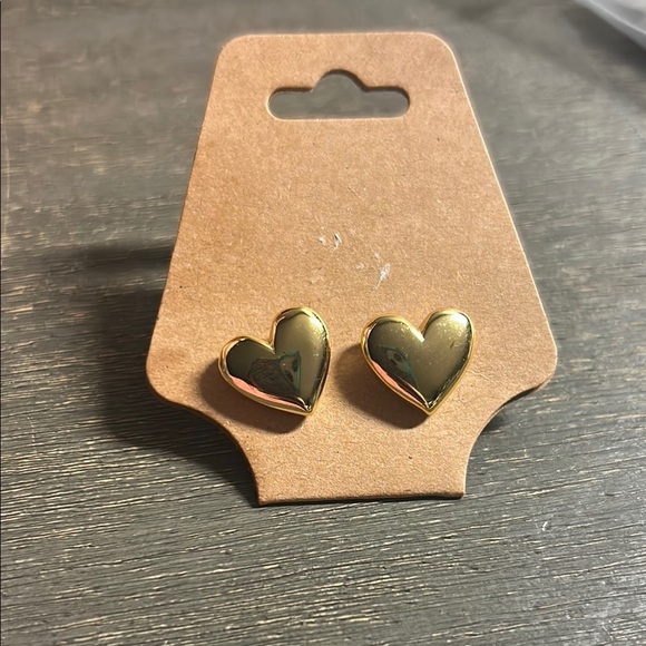 Jewelry - Gold 3d Puff Heart‎ Stud Earrings